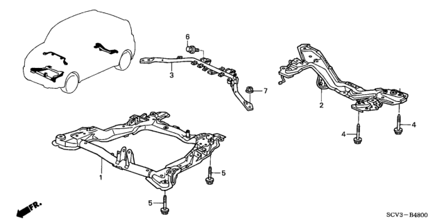 2005 Honda Element Front Sub Frame - Cross Beam Diagram