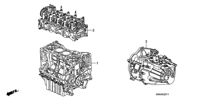 2009 Honda Civic 4 Door SI (HPT) KA 6MT Engine Assy. - Transmission Assy. (2.0L) Diagram
