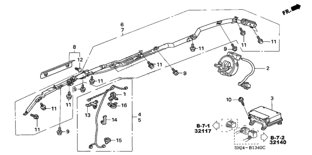 2007 Honda Odyssey Sub-Harness, L. Air Curtain Diagram for 77962-SHJ-A01