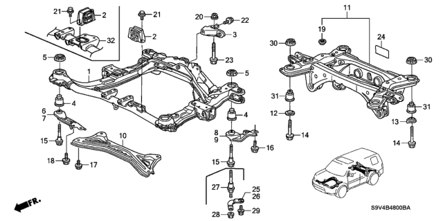 2005 Honda Pilot Sub-Frame, Front Suspension Diagram for 50200-S9V-A00