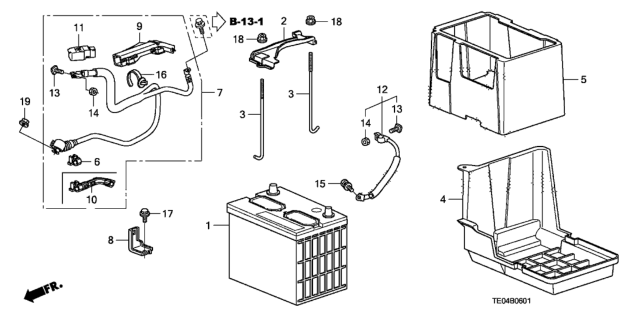 2009 Honda Accord Cable Assembly, Starter Diagram for 32410-TA0-A10