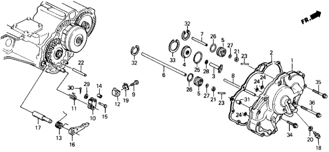 1989 Honda Civic AT Right Side Cover 4WD Diagram