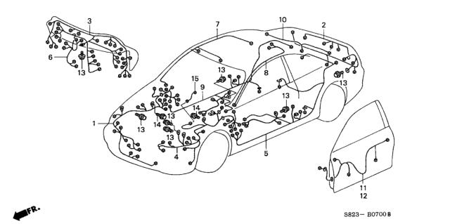 1999 Honda Accord Wire Harness, RR. Diagram for 32108-S82-A00