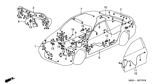 2000 Honda Accord Wire Harness, Dashboard Diagram for 32150-S82-A71