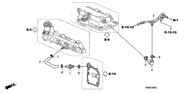 2014 Honda Insight Pipe, Breather Diagram for 17135-RBJ-000