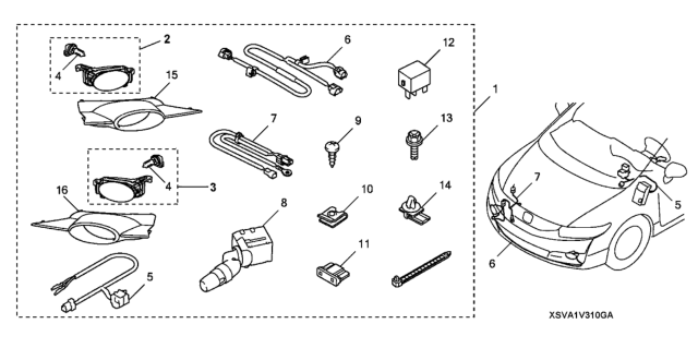 2010 Honda Civic 2 Door EX-L (NAVIGATION) KA 5MT Foglight Kit Diagram