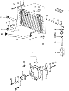 1982 Honda Civic 4 Door ** (1500) KH HMT Radiator Diagram
