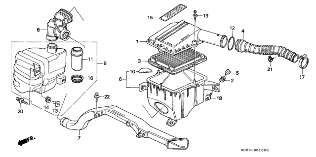 1990 Honda CRX 2 Door HF KH 5MT Air Cleaner Diagram