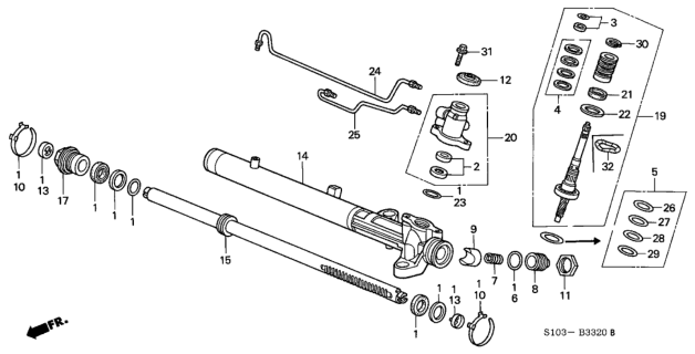 2000 Honda CR-V Seal Kit A, Power Steering (Rack) Diagram for 06531-S10-003