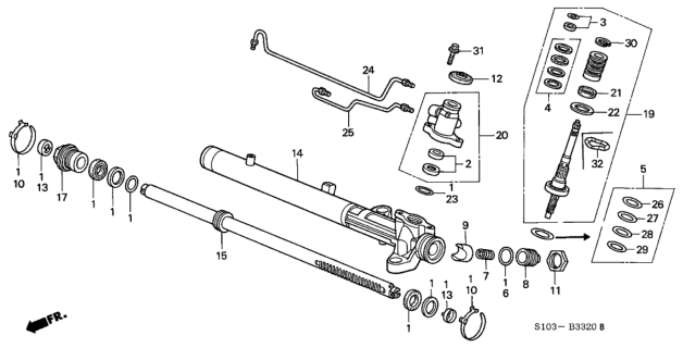 2000 Honda CR-V Rack, Steering Diagram for 53626-S10-A02