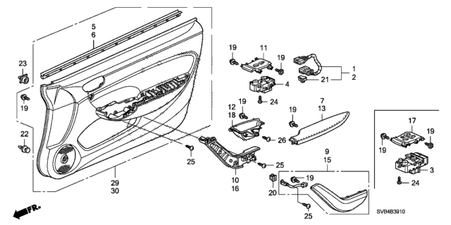 2010 Honda Civic 2 Door EX-L KA 5MT Front Door Lining Diagram