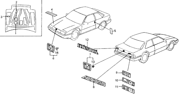 1988 Honda Accord Emblems Diagram