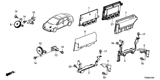 2012 Honda Civic Control Unit (Engine Room) - Diagram 1