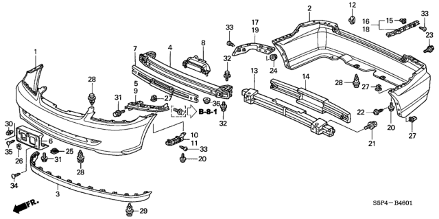 2004 Honda Civic Bumpers Diagram