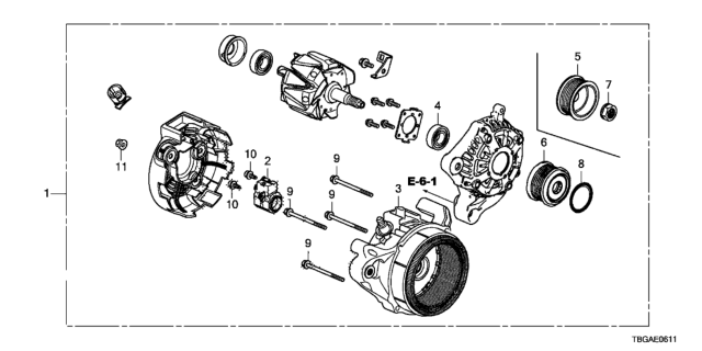 2020 Honda Civic 2 Door LX KA CVT Alternator (Denso) (2.0L) Diagram