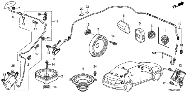 2012 Honda Accord Antenna Assembly, Xm (Dark Amber Metallic) Diagram for 39150-TA0-A21ZP