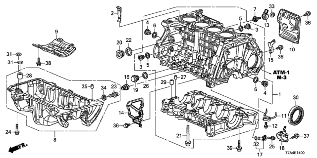 2021 Honda HR-V Cylinder Block - Oil Pan Diagram