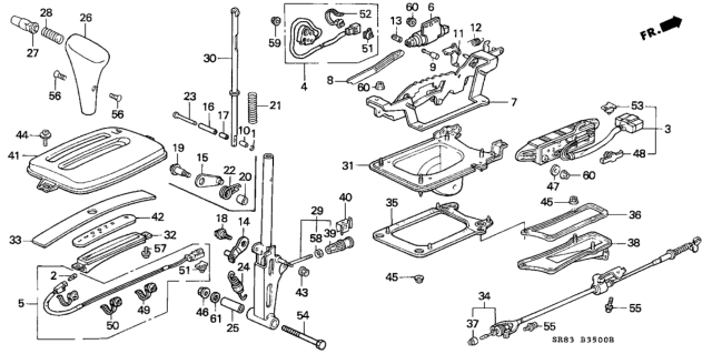 1994 Honda Civic Lever, Select Diagram for 54135-SR3-981