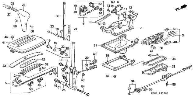 1994 Honda Civic Release, Shift Lock Diagram for 54030-SR3-981