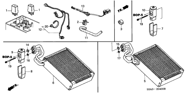 2002 Honda Civic 4 Door DX KA 5MT A/C Cooling Unit Diagram