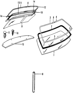 1973 Honda Civic Windshield - Rear Window Diagram