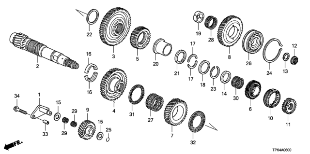 2010 Honda Crosstour 5 Door EXL (4WD) KA 5AT AT Countershaft (V6) Diagram