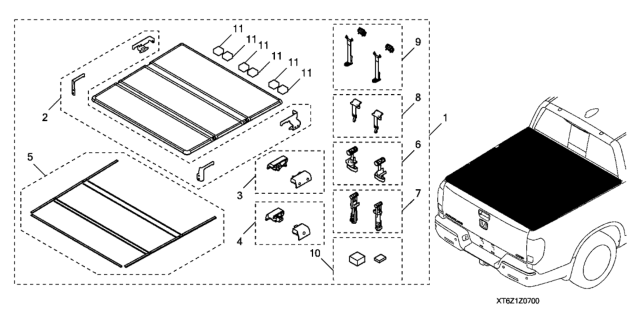 2017 Honda Ridgeline Tonneau Hard Cover Diagram