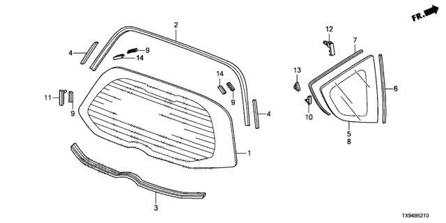 2013 Honda Fit EV 5 Door STD KL 1AT Rear Windshield Diagram