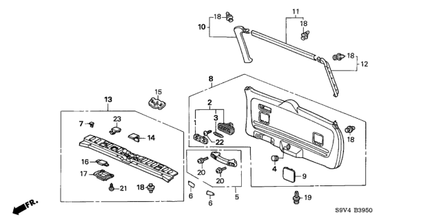 2004 Honda Pilot Garnish Assy., R. Tailgate Side *G50L* (LIGHT FERN) Diagram for 84435-S9V-A01ZA