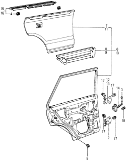 1982 Honda Civic 5 Door ** (WAGOVAN) KA HMT Rear Door Panels Diagram