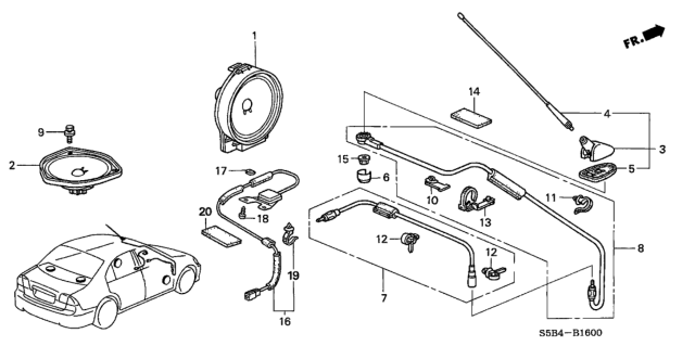 2003 Honda Civic Speaker Assembly, Front (17Cm) (Single) (Pioneer) Diagram for 39120-S5A-901