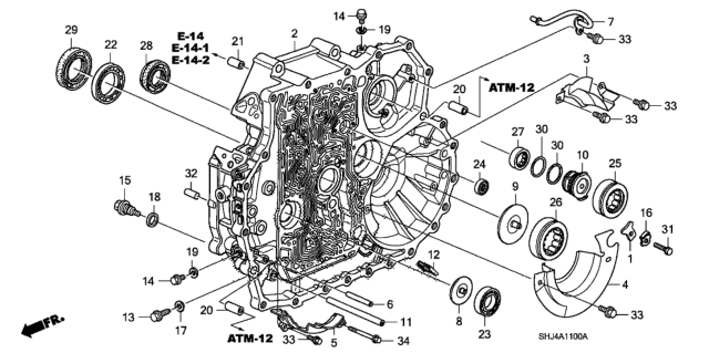 2007 Honda Odyssey 5 Door EXL-T KA 5AT AT Torque Converter Case Diagram