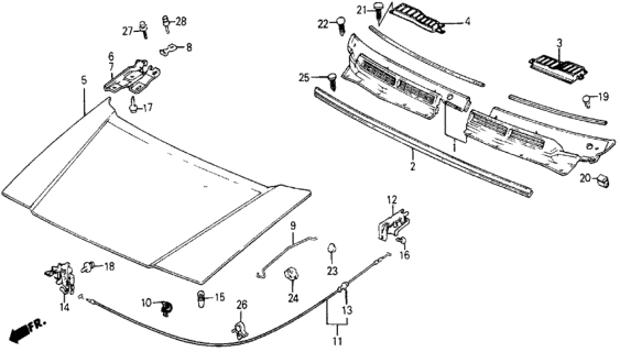 1985 Honda Civic Hinge, Passenger Side Hood Diagram for 63410-SB6-020ZZ