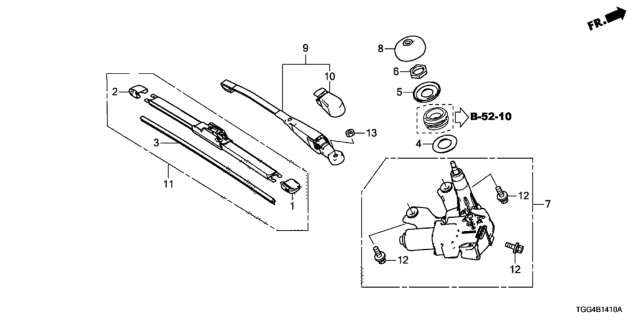 2018 Honda Civic Arm, Rear Wiper Diagram for 76720-TGG-A11