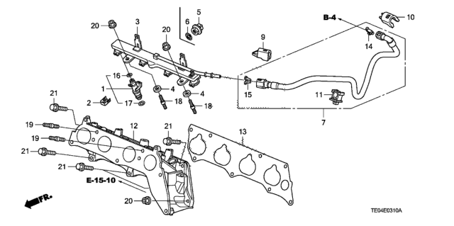 2009 Honda Accord Gasket, Injector Base Diagram for 17055-R40-A01
