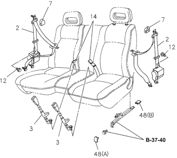 1995 Honda Passport Front Seat Belt (Bench Seat) Diagram