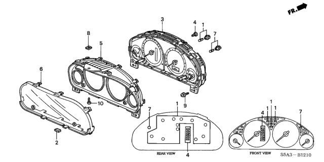 2001 Honda Civic Meter Assembly, Speed & Tacho Diagram for 78120-S5A-A71