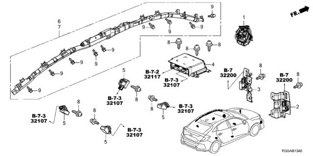2021 Honda Civic SRS Unit Diagram
