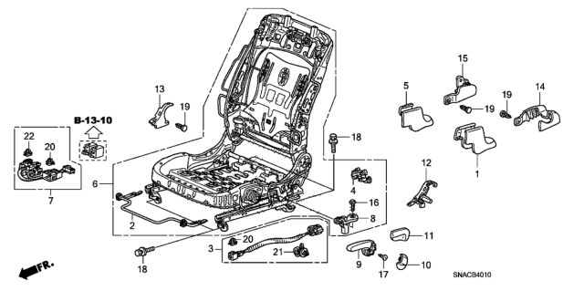 2010 Honda Civic Front Seat Components (Driver Side) Diagram