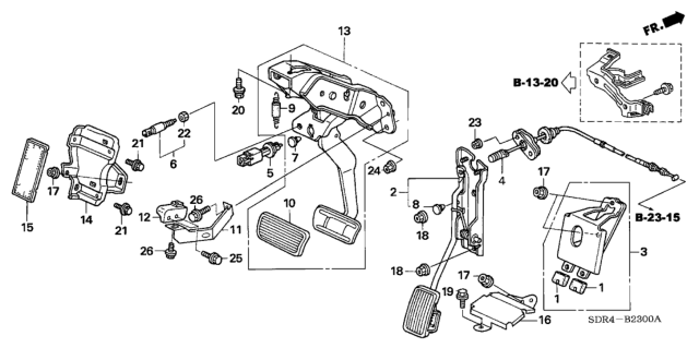 2005 Honda Accord Hybrid Pedal Assy., Brake Diagram for 46600-SDR-A71