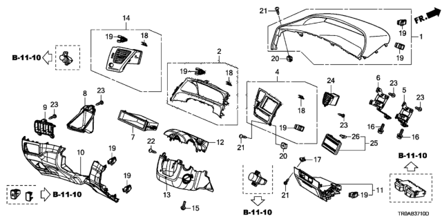 2013 Honda Civic Panel Assy., Center *NH896L* (CARBON EMBOSS FILM) Diagram for 77250-TR7-C01ZA