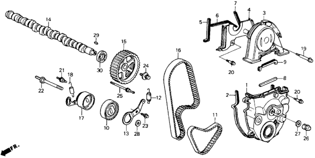 1993 Honda Accord 2 Door LX KA 5MT Camshaft - Timing Belt Diagram