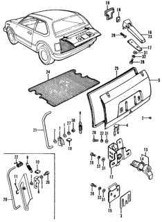 1975 Honda Civic 3 Door ** (1200) ** HMT Trunk Diagram