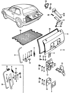 1973 Honda Civic Seal, Trunk Lid Diagram for 85861-634-020