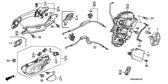 2006 Honda Civic Handle Assembly, Left Rear Door (Outer) (Shoreline Mist Metallic) Diagram for 72680-SNE-A11ZJ