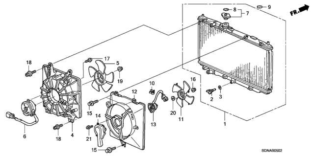 2007 Honda Accord Radiator (Denso) Diagram for 19010-RCA-A02