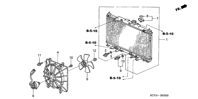 2003 Honda Element Shroud (Denso) Diagram for 19015-PZD-A01