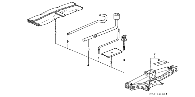 1998 Honda Civic 4 Door GX (ABS) KA 4AT Tools - Jack Diagram