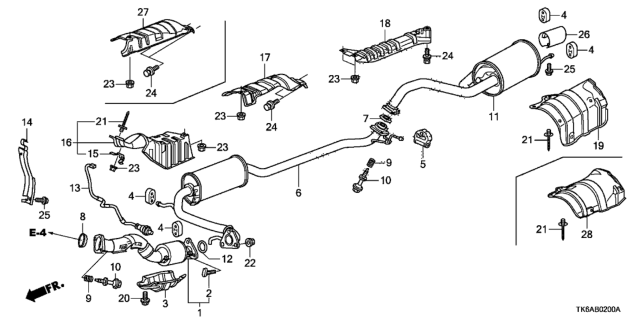 2013 Honda Fit 5 Door FIT (SAYAMA PLANT) KA 5MT Exhaust Pipe - Muffler Diagram