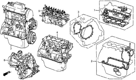 1986 Honda Prelude Gasket Kit - Engine Assy.  - Transmission Assy. Diagram